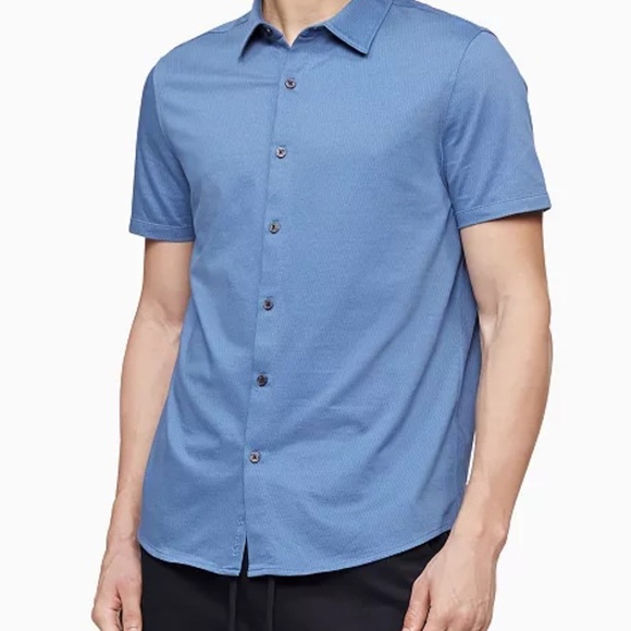 Calvin Klein Other - Calvin Klein Men's Liquid Touch Solid Knit Short Sleeve Shirt Blue Large